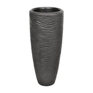 Ghiveci negru Wave Stonecast Black H70xØ30cm | PRIMERA COLLECTION