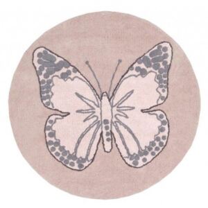 Covor rotund nude pentru copii din bumbac 160 cm Butterfly Vintage Nude Lorena Canals