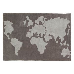 Covor dreptunghiular maro pentru copii din bumbac 140x200 cm World Map Lorena Canals