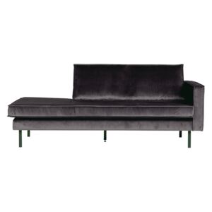 Sofa sezlong/Daybed din catifea gri inchis Rodeo Right Velvet Antracit