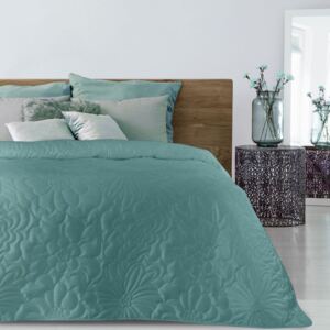 Cuvertură de pat turcoaz deschis, cu imprimeu floral Lăţime: 200 cm | Lungime: 220 cm