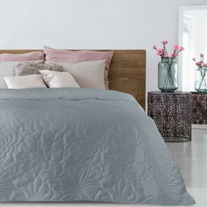 Cuvertură de pat gri deschis, cu imprimeu floral Lăţime: 200 cm | Lungime: 220 cm