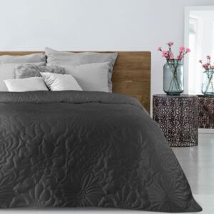 Cuvertură de pat neagră, cu imprimeu floral Lăţime: 200 cm | Lungime: 220 cm