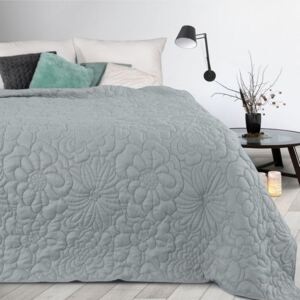 Cuvertură de pat gri mat, cu imprimeu floral Lăţime: 200 cm | Lungime: 220 cm