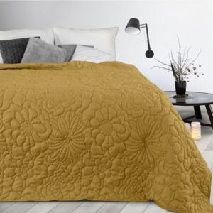Cuvertură de pat galben mat, cu imprimeu floral Šírka: 220 cm | Dĺžka: 240 cm