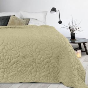 Cuvertură de pat crem mat, cu imprimeu floral Lăţime: 200 cm | Lungime: 220 cm