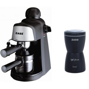 Pachet espressor cu rasnita Zass, 80 g, 800 W, negru