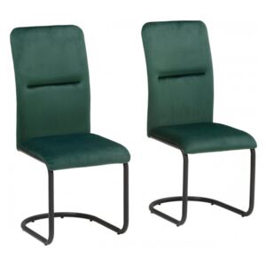Set de 2 scaune Amabella Freja, catifea /metal, verde, 43x54x97 cm