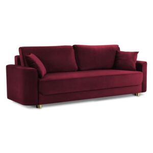 Canapea extensibilă din catifea Valerie, 88x97x240 cm, catifea/ metal/ lemn de pin/ pal/ placaj, roz
