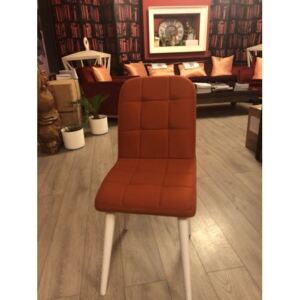 Scaun Retro Smart Living Studio Casa ,Tapitat, Cadru Lemn White+Textil Orange