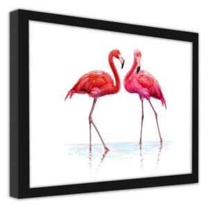CARO Imagine în cadru - A Realistic Illustration Of Flamingos Standing In The Water 40x30 cm Negru