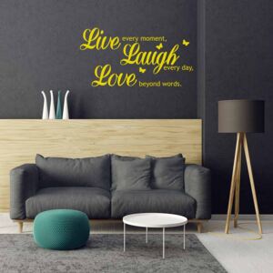 Live laugh love - autocolant de perete Galben 70 x 35 cm