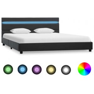 Koohashop Cadru de pat cu LED, gri, 120 x 200 cm, piele ecologica