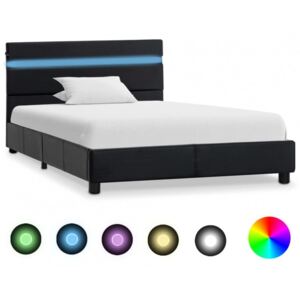 Koohashop Cadru de pat cu LED, negru, 90 x 200 cm, piele artificiala