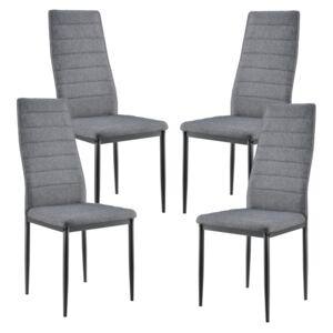[en.casa] Set Dolly 4 bucati scaune, 96 x 43 x 52 cm, metal/textil, gri