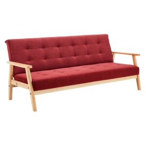 Canapea extensibilă din catifea cu cadru din lemn de eucalipt rosie, 3 locuri