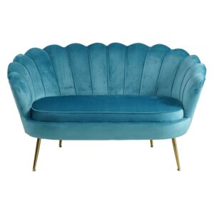 Canapea din catifea Shell albastra, 2 locuri
