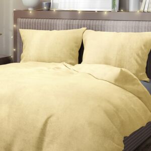 Goldea lenjerie de pat din microflanel - galben crem 140 x 200 și 70 x 90 cm