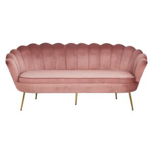 Canapea din catifea Shell roz, 3 locuri