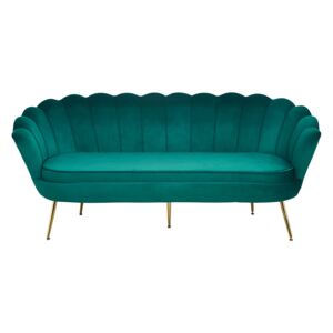 Canapea din catifea Shell verde, 3 locuri
