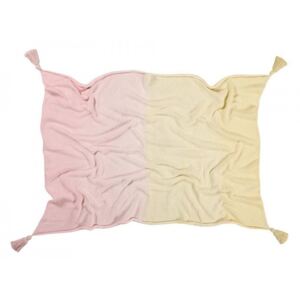 Patura crem vanilie/roz pentru copii din bumbac 100x120 cm Ombre Vanilla-Soft Pink Lorena Canals