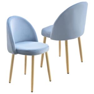 Set 2 bucati scaune design Kelly Grey, 76 x 44 x 55 cm, catifea/metal, bleu
