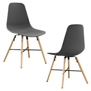 Set 2 scaune design - 85,5 x 46 cm, forma sezut scoica - gri