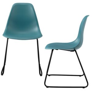 Set 2 bucati scaune design - 82 x 46,5cm - cu picioare metalice - turcoaz