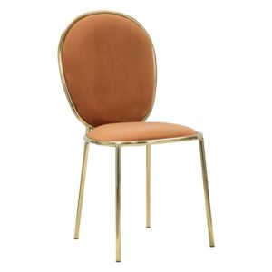 Set 2 scaune tapitate cu stofa, cu picioare metalice Emily Orange / Auriu, l44xA50xH90 cm