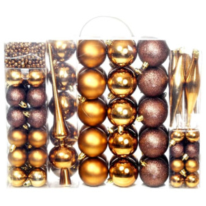 Set globuri de Crăciun 113 buc. 6 cm, Maro/bronz/auriu