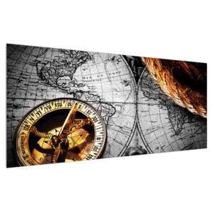 Tablou istoric cu harta lumii și compas (Modern tablou, K011365K12050)
