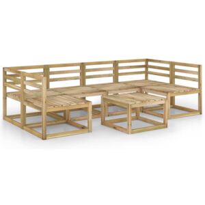 Set mobilier de grădină, 7 piese, lemn de pin verde tratat