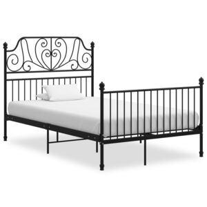 Cadru de pat, negru, 120x200 cm, metal și placaj