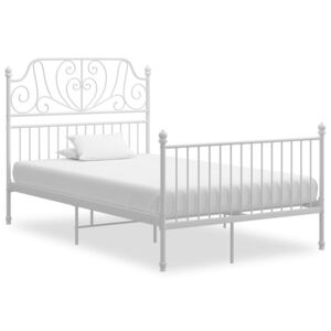 Cadru de pat, alb, 120x200 cm, metal și placaj
