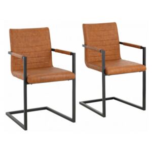 Set de 2 scaune Sabine piele sintetica/metal, cognac 54 x 59 x 87 cm