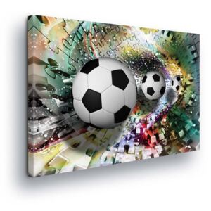 Tablou - Colorful Puzzle with Soccer Ball 80x80 cm