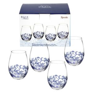 Set 4 pahare din sticlă pentru vin Spode Blue Italian, 570 ml, alb - albastru