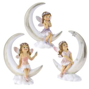 Set 3 figurine Fairiy on Moon 9 cm x 5 cm x 11 cm