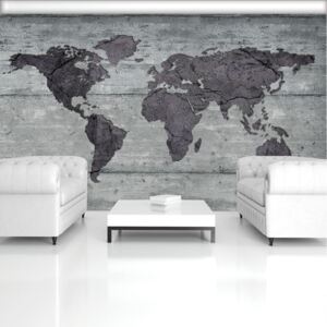 Fototapet - Harta lumii pe beton (254x184 cm)