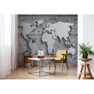 Fototapet GLIX - 3D World Map Concrete + adeziv GRATUIT Papírová tapeta - 254x184 cm