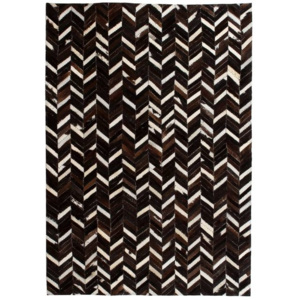 Covor piele naturală, mozaic, 160x230 cm zig-zag Negru/Alb