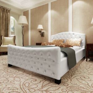 Cadru de pat, alb, 180 x 200 cm, piele artificială