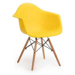 Scaun din plastic cu picioare de lemn Echo Yellow, l64xA60xH81 cm