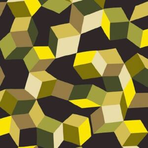 Buvu Tapete de vinil Modele geometrice 3D galben-negru