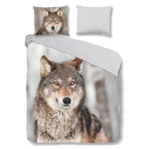 Lenjerie de pat din flanel Good Morning Wolf, 200 x 200 cm