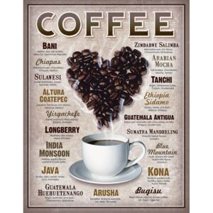 Placă metalică - Coffee (inima de cafea)