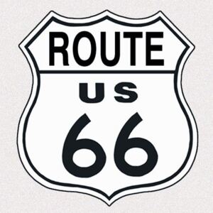 Placă metalică - Route 66 (Caracterul alb)