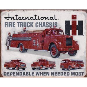 Placă metalică - Fire trucks (mașini de pompieri)