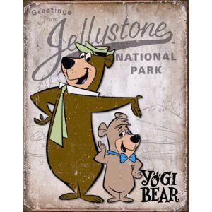 Placă metalică - Yogi Bear (Greeting from Yellowstone)