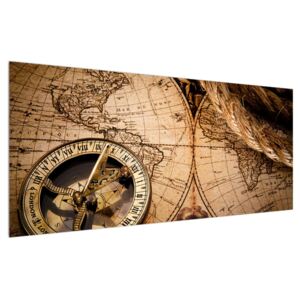 Tablou cu harta lumii și busolă (Modern tablou, K011133K12050)